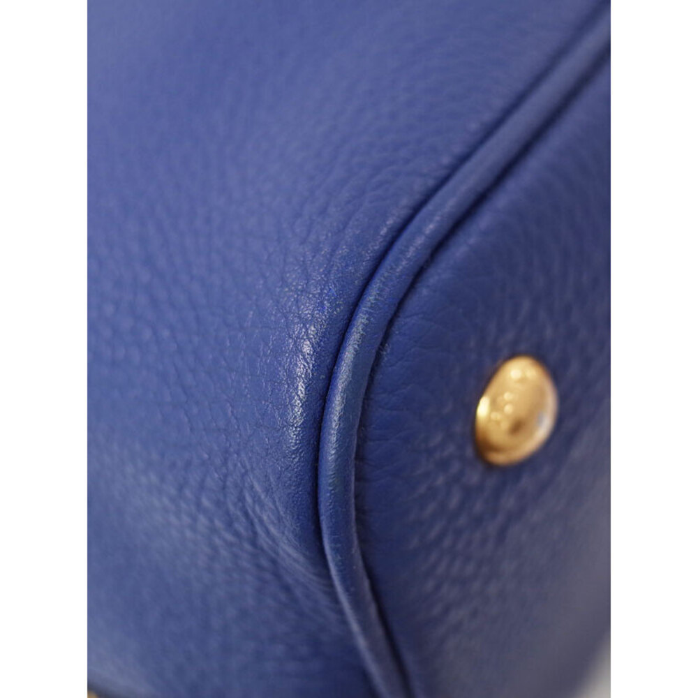Prada Vitello Daino leather shopping tote bag Blue - Picture 7 of 9
